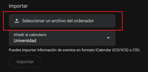 Ejemplo para importar en Google Calendar