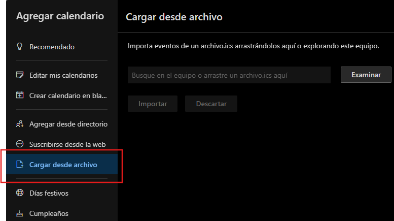 Ejemplo para importar en Outlook